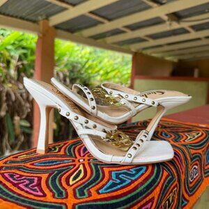 Shein White Chain‎ Strap Heels size 6